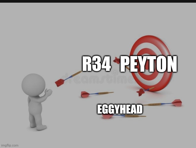 Missed Shot | PEYTON; R34; EGGYHEAD | image tagged in missed shot | made w/ Imgflip meme maker