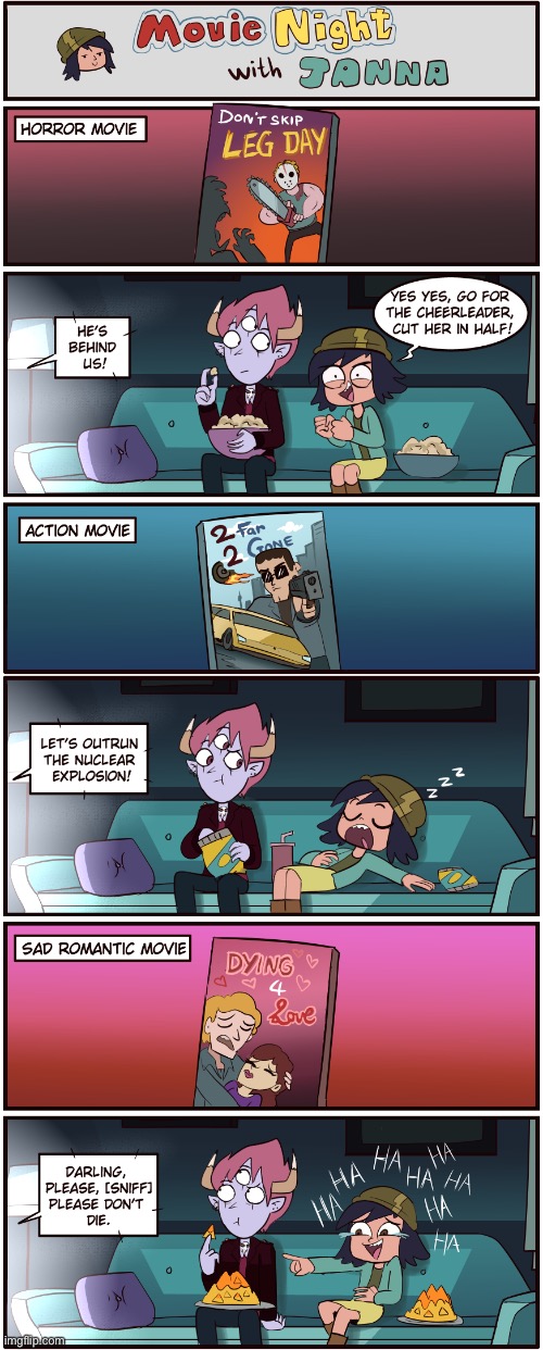 MorningMark - Movie night with Janna | image tagged in comics,morningmark,svtfoe,star vs the forces of evil,memes,comics/cartoons | made w/ Imgflip meme maker