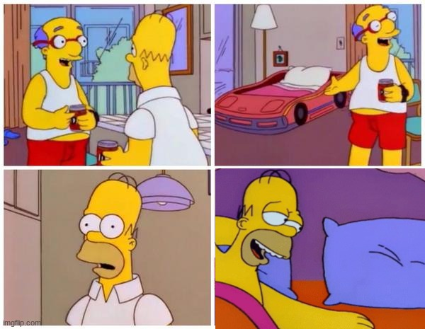 High Quality Racecar Bed Homer In Bed With Nobody Next To Him Blank Meme Template