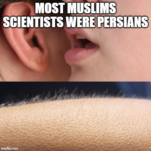 most muslim scientists were persians | MOST MUSLIMS SCIENTISTS WERE PERSIANS | image tagged in whisper and goosebumps,iran,persian,persia,scientists,science | made w/ Imgflip meme maker