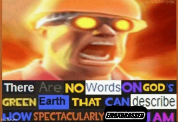 yes.. | EMBARRASSED | image tagged in there are no words on god's green earth | made w/ Imgflip meme maker