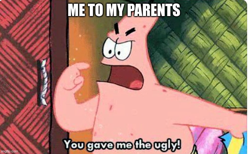 You gave me the ugly | ME TO MY PARENTS | image tagged in you gave me the ugly | made w/ Imgflip meme maker