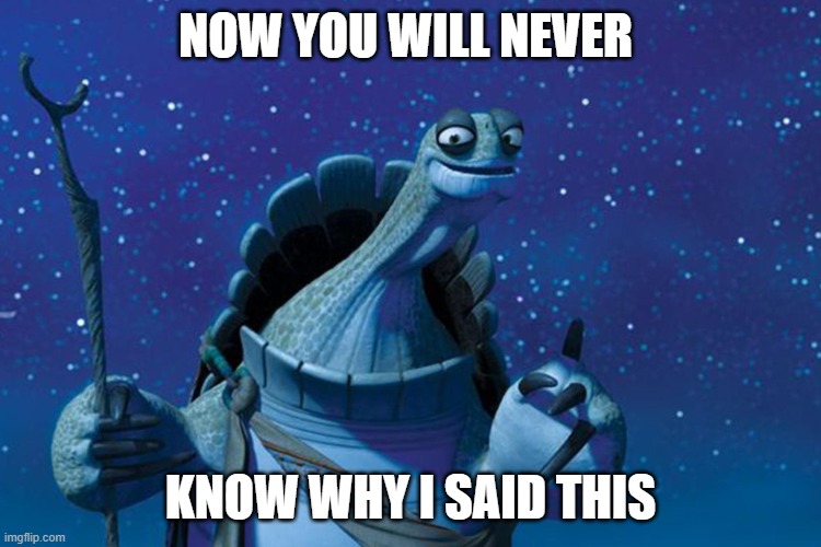 Master Oogway | NOW YOU WILL NEVER KNOW WHY I SAID THIS | image tagged in master oogway | made w/ Imgflip meme maker
