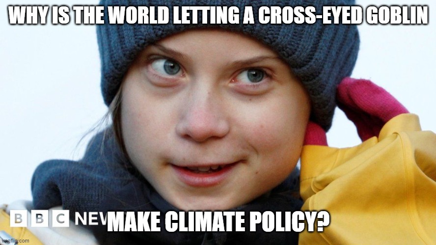 Lazy Eye | WHY IS THE WORLD LETTING A CROSS-EYED GOBLIN; MAKE CLIMATE POLICY? | image tagged in lazy eye | made w/ Imgflip meme maker