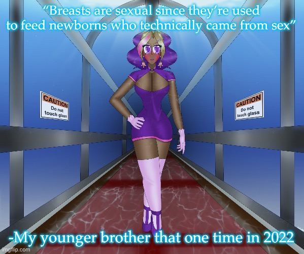 Kashiko in the underwater hall | “Breasts are sexual since they’re used to feed newborns who technically came from sex”; -My younger brother that one time in 2022 | image tagged in kashiko in the underwater hall | made w/ Imgflip meme maker