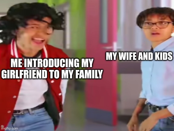 Hol' Up |  MY WIFE AND KIDS; ME INTRODUCING MY GIRLFRIEND TO MY FAMILY | image tagged in cheating,confused | made w/ Imgflip meme maker