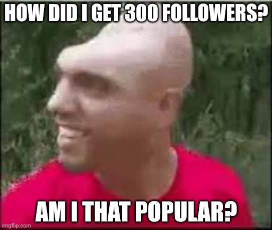 Dishweed | HOW DID I GET 300 FOLLOWERS? AM I THAT POPULAR? | image tagged in dishweed | made w/ Imgflip meme maker
