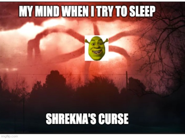 Shreknas curse (reposted) | image tagged in shrek,stranger things,memes,repost | made w/ Imgflip meme maker