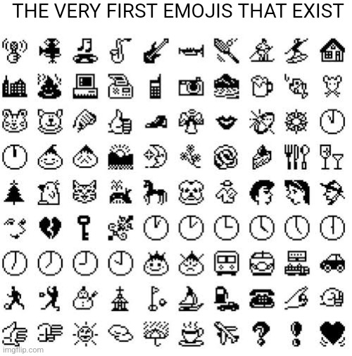 First emojis |  THE VERY FIRST EMOJIS THAT EXIST | image tagged in first emojis,emoji | made w/ Imgflip meme maker