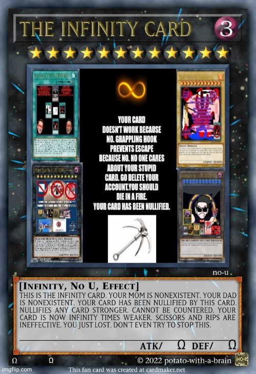 THE INFINITY CARD | image tagged in the infinity card | made w/ Imgflip meme maker