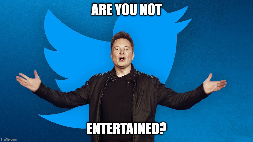 The Muskator | ARE YOU NOT; ENTERTAINED? | image tagged in elon musk | made w/ Imgflip meme maker