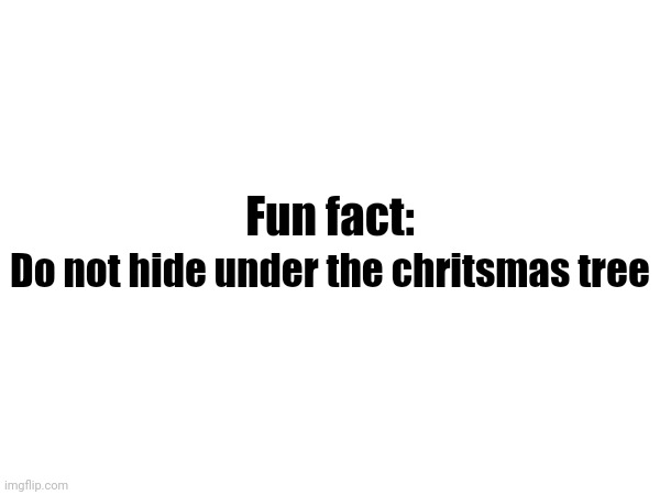 Fun fact:; Do not hide under the chritsmas tree | image tagged in christmas,fun fact | made w/ Imgflip meme maker