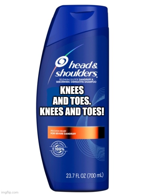 Head and shoulders | KNEES AND TOES. KNEES AND TOES! | image tagged in head and shoulders | made w/ Imgflip meme maker