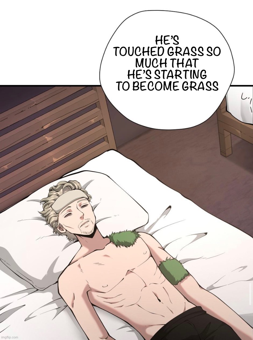 ☠️ | HE’S TOUCHED GRASS SO MUCH THAT HE’S STARTING TO BECOME GRASS | made w/ Imgflip meme maker