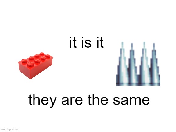 it is it | it is it; they are the same | image tagged in blank white template | made w/ Imgflip meme maker
