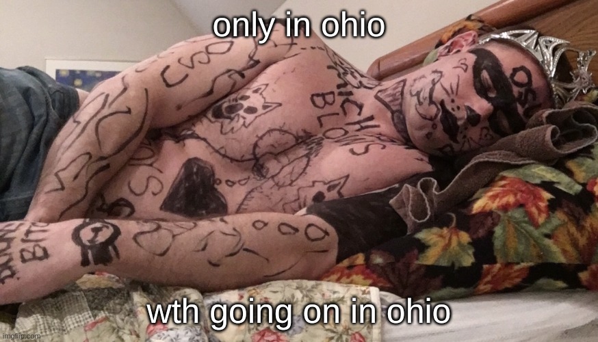 wth in ohio fammm | only in ohio; wth going on in ohio | image tagged in michigan fan passed out at ohio state | made w/ Imgflip meme maker