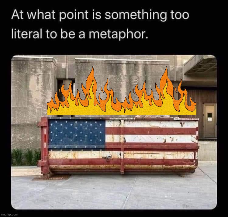 Murica dumpster Too literal | image tagged in murica dumpster too literal | made w/ Imgflip meme maker