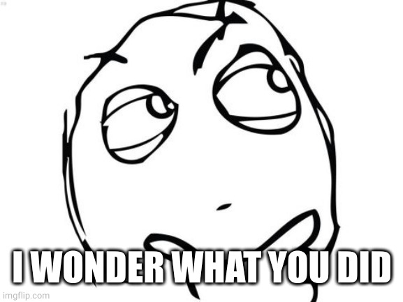 Question Rage Face Meme | I WONDER WHAT YOU DID | image tagged in memes,question rage face | made w/ Imgflip meme maker