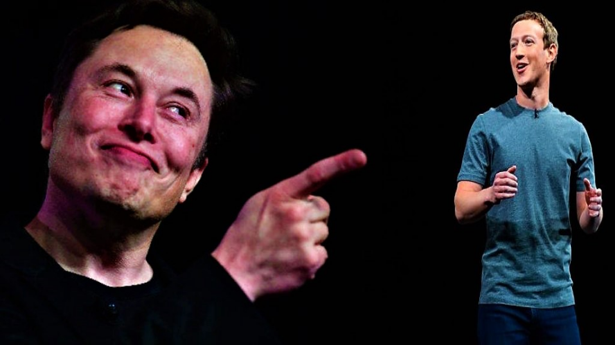 Elon points to Zuckerberg Blank Meme Template
