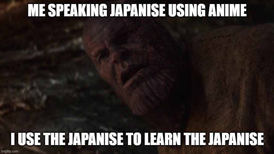 i used the stones to destroy the stones |  ME SPEAKING JAPANISE USING ANIME; I USE THE JAPANISE TO LEARN THE JAPANISE | image tagged in i used the stones to destroy the stones | made w/ Imgflip meme maker