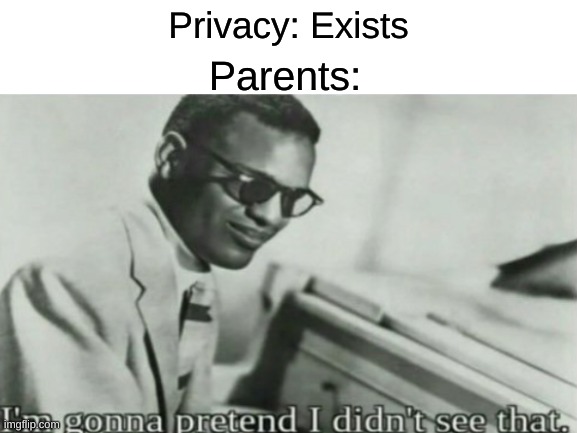 My parents be like: | Privacy: Exists; Parents: | image tagged in im gonna pretend i didnt see that,parents,privacy | made w/ Imgflip meme maker