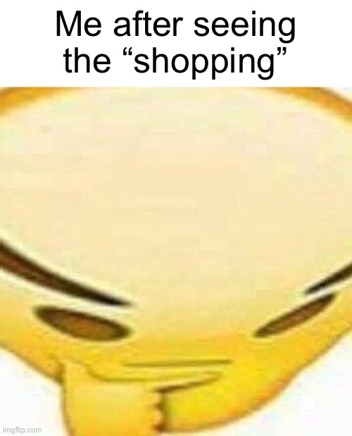 HMMMMMMM | Me after seeing the “shopping” | image tagged in hmmmmmmm | made w/ Imgflip meme maker