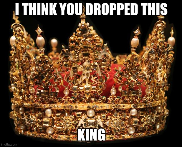 Crown | I THINK YOU DROPPED THIS KING | image tagged in crown | made w/ Imgflip meme maker
