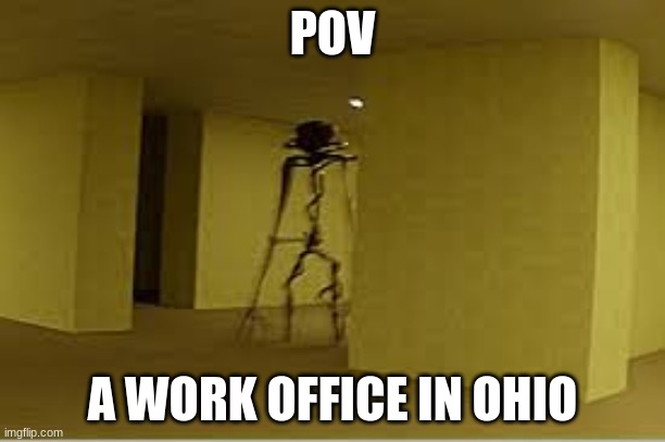 ohio | POV; A WORK OFFICE IN OHIO | image tagged in backrooms entity,ohio | made w/ Imgflip meme maker