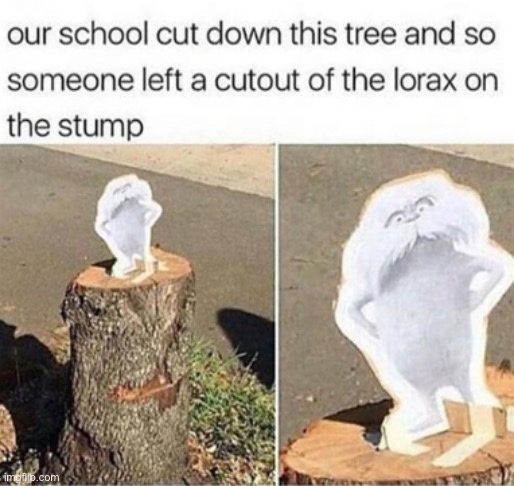You mess with the tree and I make you feel guilty | image tagged in the lorax,school,tree | made w/ Imgflip meme maker