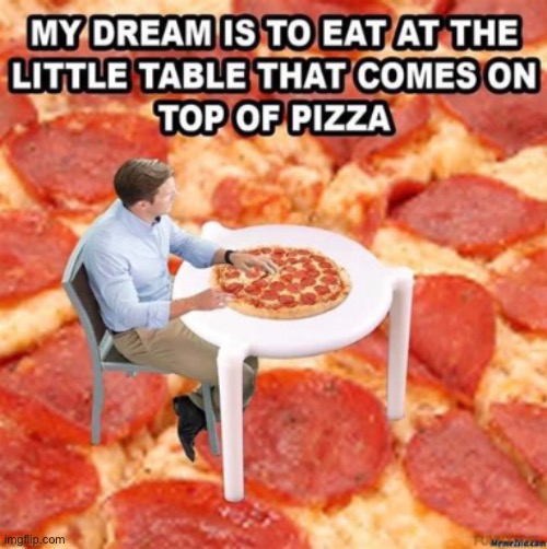 image tagged in pizza table,dream | made w/ Imgflip meme maker