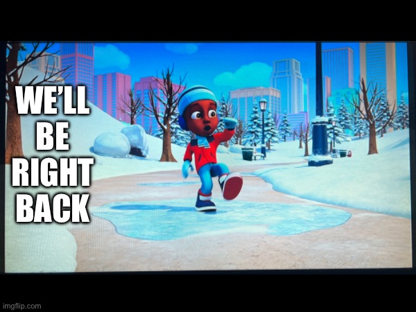 Miles slips on ice | WE’LL BE RIGHT BACK | image tagged in spiderman,slip,ice,disney junior,well be right back | made w/ Imgflip meme maker