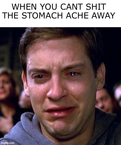Stomach Ache Trauma | image tagged in fun,fun stream,peter parker cry,fresh memes | made w/ Imgflip meme maker