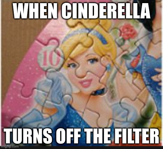 what is this monstrosity | WHEN CINDERELLA; TURNS OFF THE FILTER | image tagged in cinderella,you had one job,crappy design | made w/ Imgflip meme maker