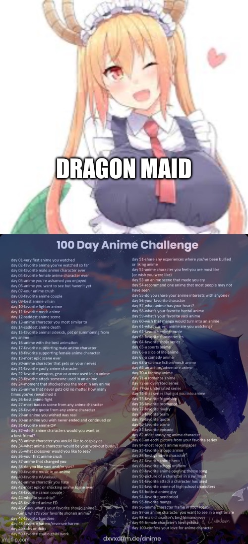 Day 5 | DRAGON MAID | image tagged in 100 day anime challenge | made w/ Imgflip meme maker