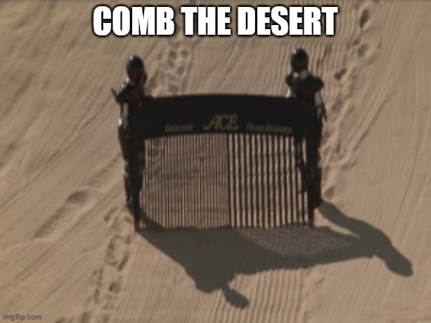 CoMb tHE dESerT | COMB THE DESERT | image tagged in literally | made w/ Imgflip meme maker
