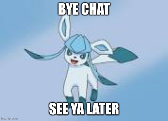 happy glaceon | BYE CHAT; SEE YA LATER | image tagged in happy glaceon | made w/ Imgflip meme maker