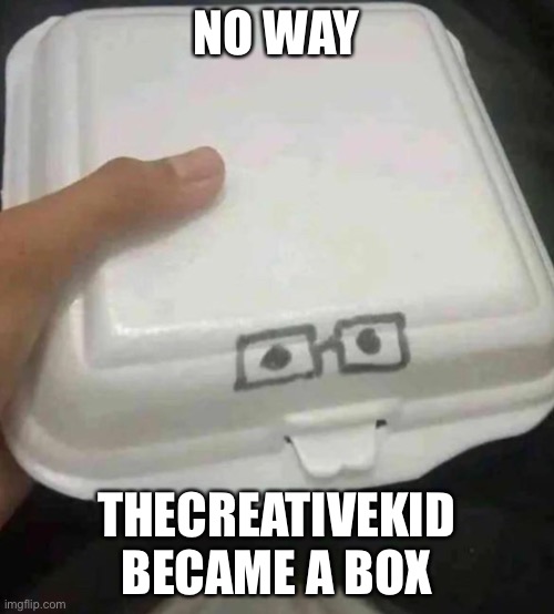 TheCreativeKid2007? More like TheClownKid2013 | NO WAY; THECREATIVEKID BECAME A BOX | image tagged in nerd box | made w/ Imgflip meme maker