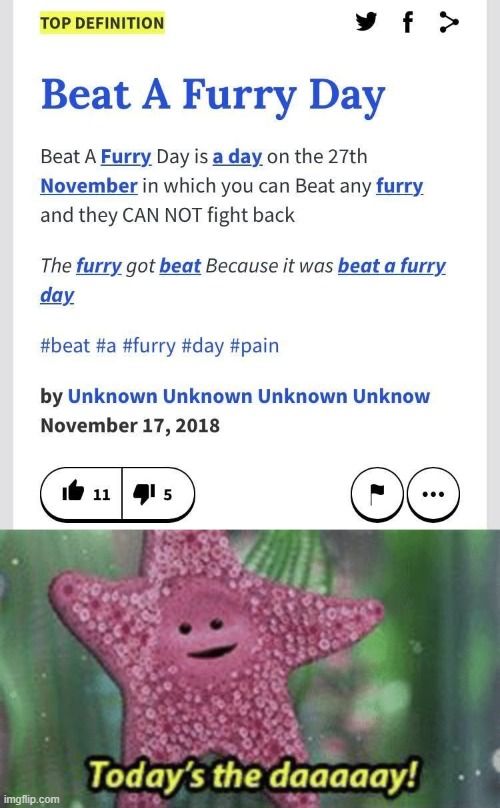 TODAY'S THE DAY!! | image tagged in beat a furry day,november 27 | made w/ Imgflip meme maker