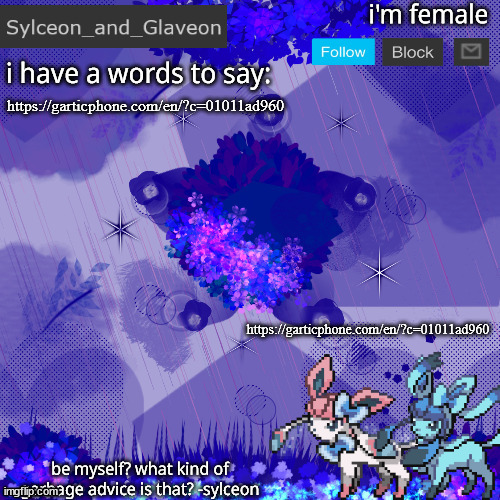 Sylceon_and_Glaveon 4.0 | https://garticphone.com/en/?c=01011ad960; https://garticphone.com/en/?c=01011ad960 | image tagged in sylceon_and_glaveon 4 0 | made w/ Imgflip meme maker
