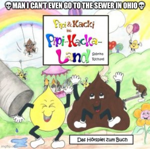 Sewers in Ohio: | 💀MAN I CAN’T EVEN GO TO THE SEWER IN OHIO💀 | image tagged in pipi und kacki im pipi kacka land,ohio,sewer,only in ohio | made w/ Imgflip meme maker