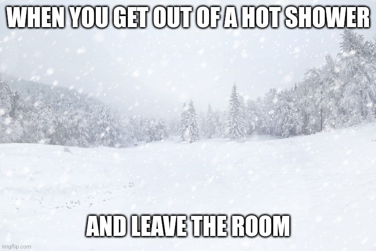 Blizzard | WHEN YOU GET OUT OF A HOT SHOWER; AND LEAVE THE ROOM | image tagged in blizzard | made w/ Imgflip meme maker