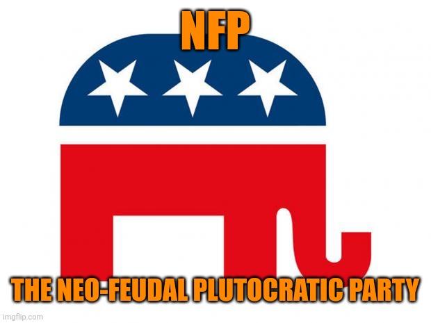 Republican | NFP THE NEO-FEUDAL PLUTOCRATIC PARTY | image tagged in republican | made w/ Imgflip meme maker
