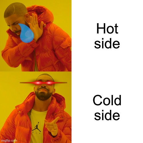 Hot side Cold side | image tagged in memes,drake hotline bling | made w/ Imgflip meme maker