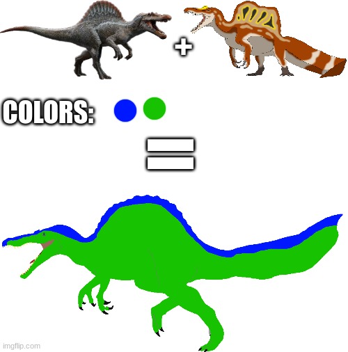 How Spinax was made | +; COLORS:; = | made w/ Imgflip meme maker