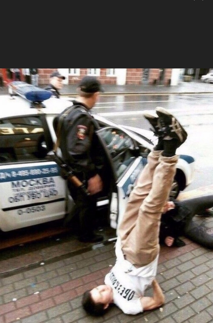 Cop headstand Blank Meme Template