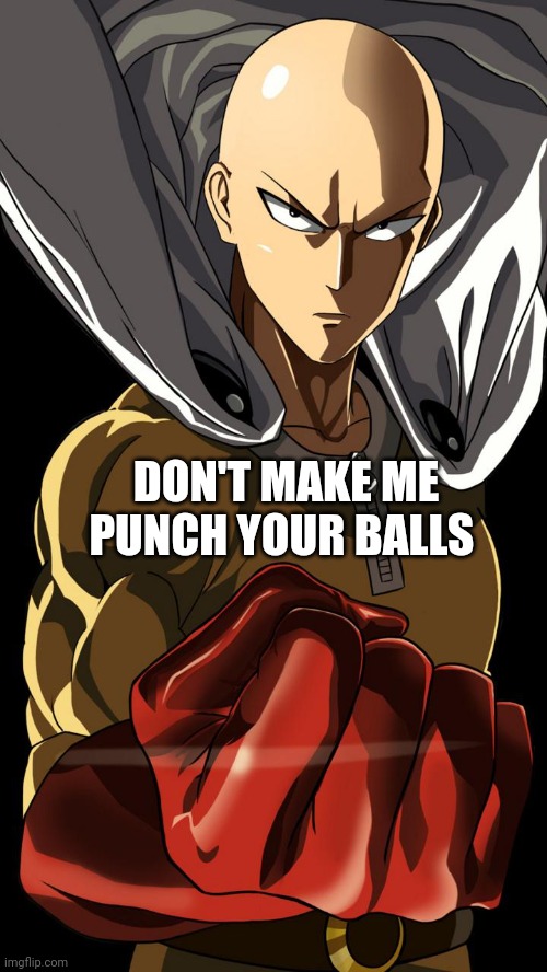 I hate my life | DON'T MAKE ME PUNCH YOUR BALLS | image tagged in one punch man | made w/ Imgflip meme maker