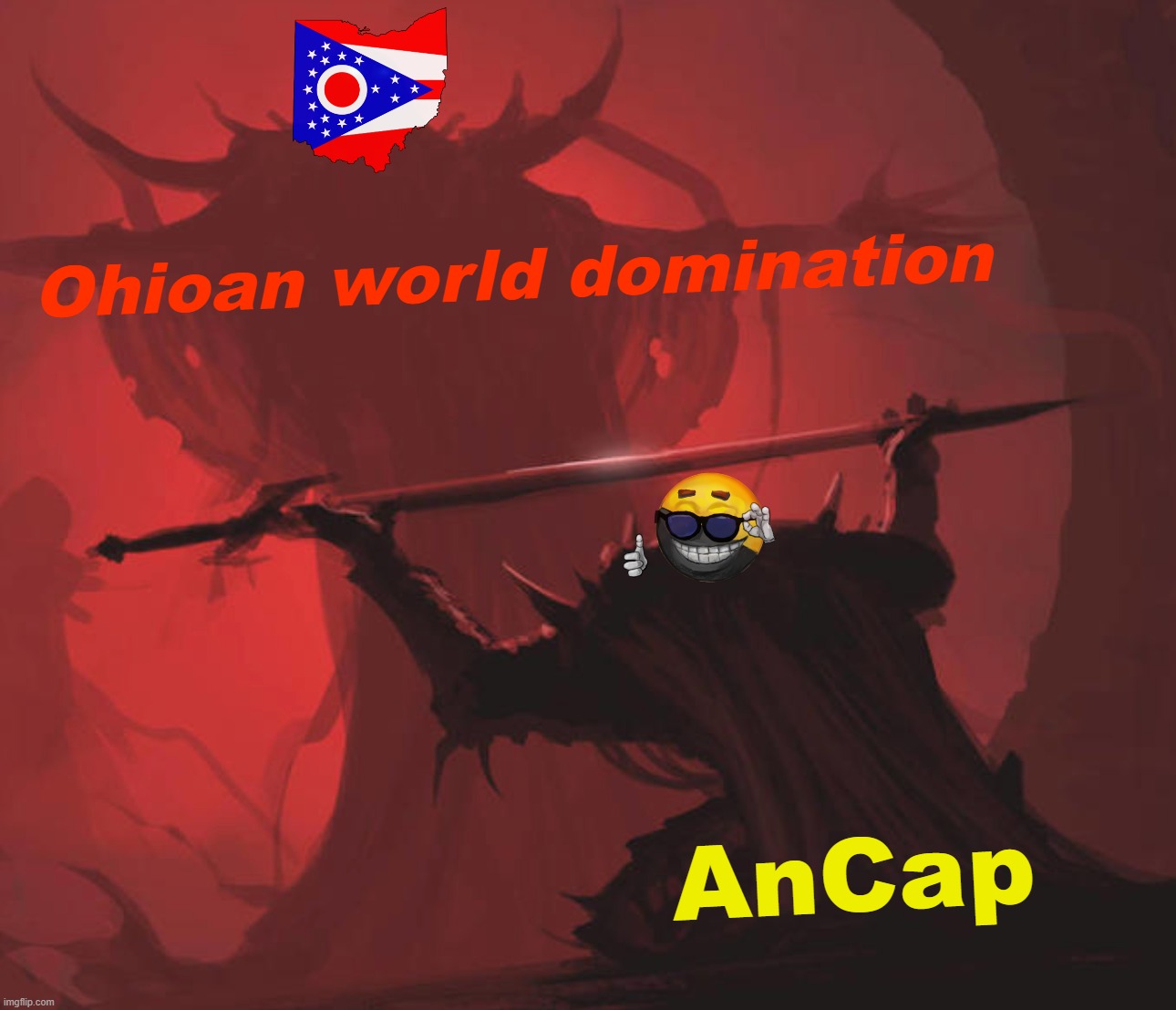 "I have erred, master. There is no higher glory. I serve you." -Slothbertarian probably | Ohioan world domination; AnCap | image tagged in knight kneeling in front of devil,ancap,ohioan,world,domination,slothbertarian | made w/ Imgflip meme maker