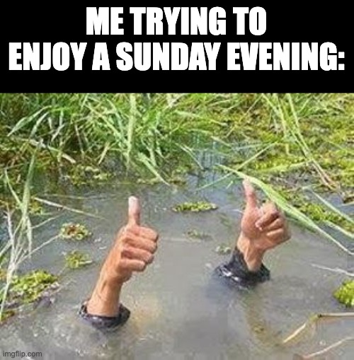 FLOODING THUMBS UP | ME TRYING TO ENJOY A SUNDAY EVENING: | image tagged in flooding thumbs up | made w/ Imgflip meme maker