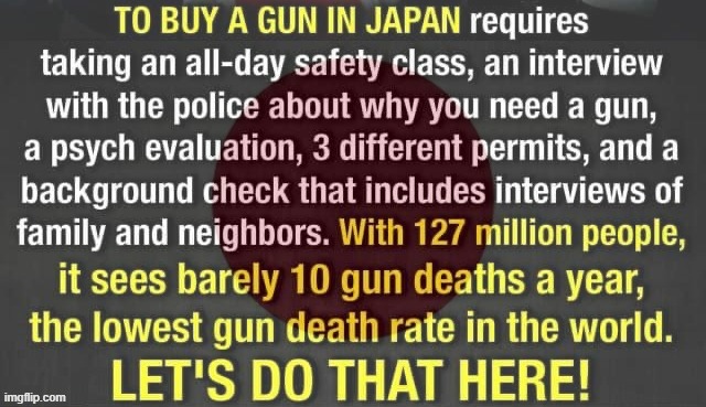 Japan gun control | image tagged in japan gun control | made w/ Imgflip meme maker