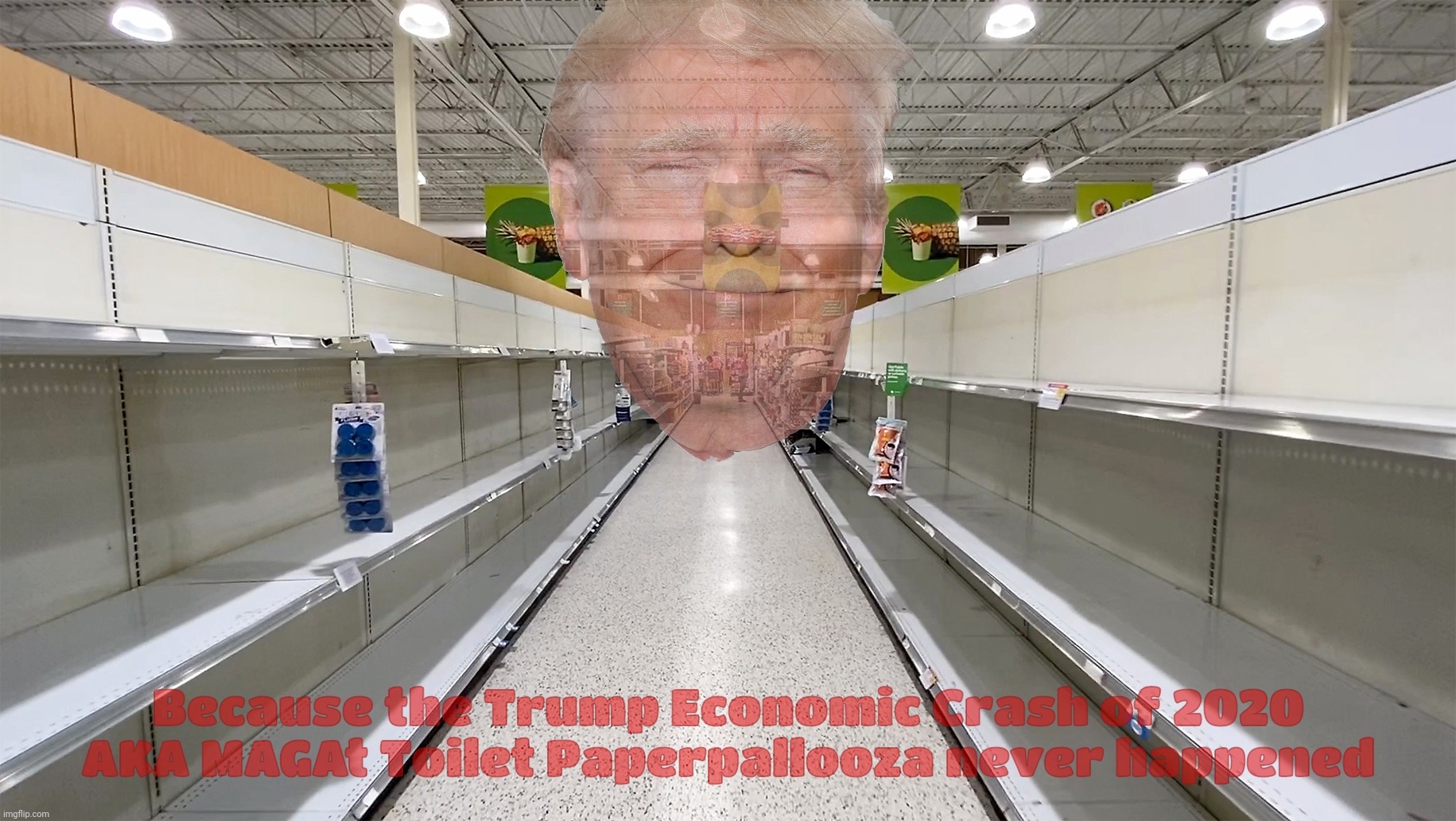 Trump eCONomy ends with a tp crisis and economic crash | Because the Trump Economic Crash of 2020 AKA MAGAt Toilet Paperpallooza never happened | image tagged in trump economy,trump economy 2020,trump economy crash 2020,trump economy crash 2020 is still here,tp or not tp | made w/ Imgflip meme maker